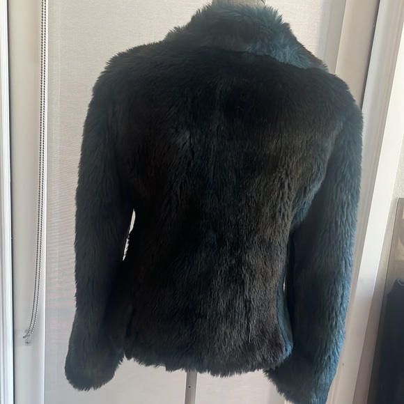 Gorgeous Faux Fur Miss Sixty Jacket , leather tie closure Blue , SZ M - Picture 4 of 6